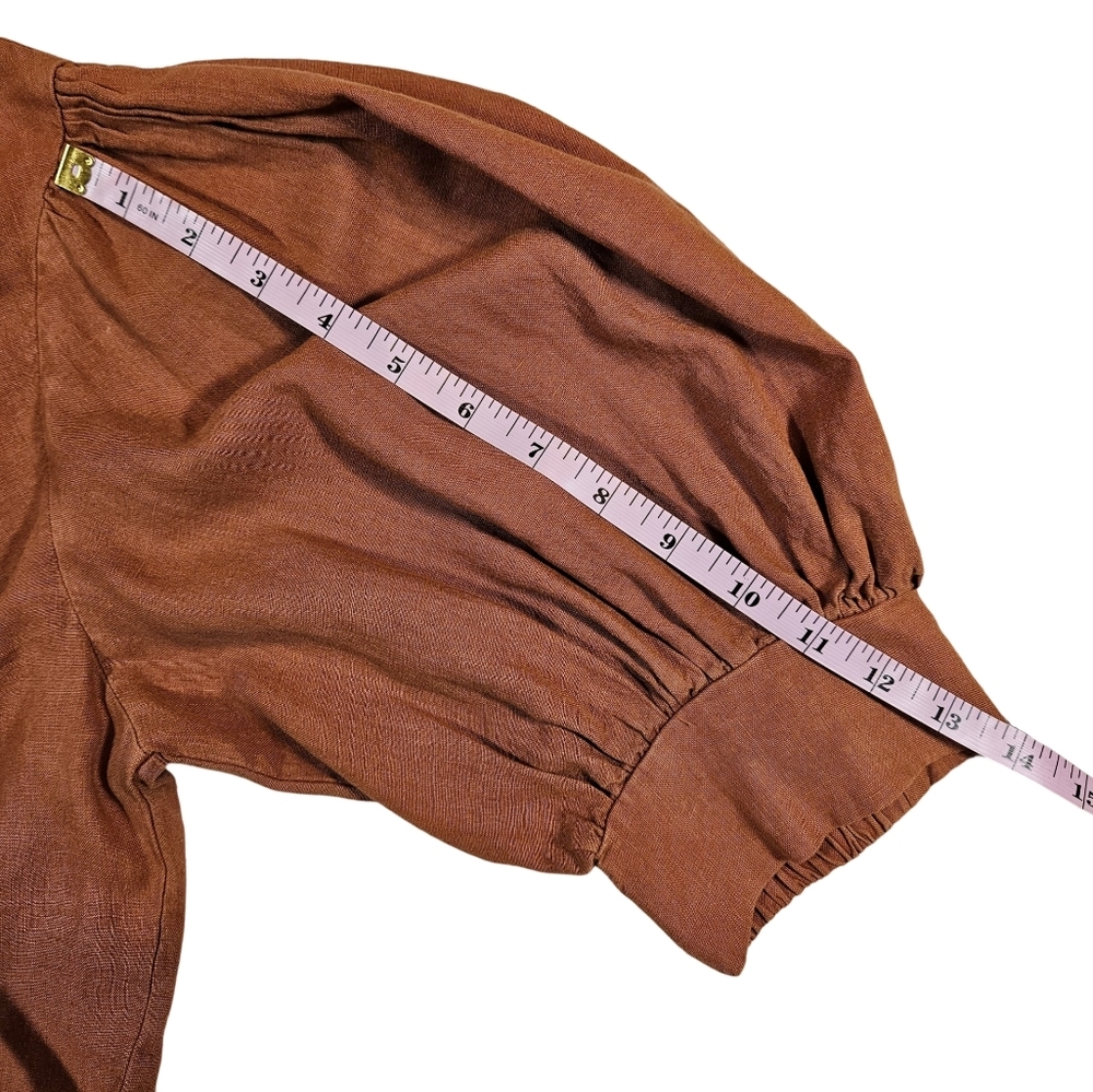 Young Fabulous&Broke Linen Blend Cropped Knot Front Miranda Top, Orange, Small - Picture 15 of 15